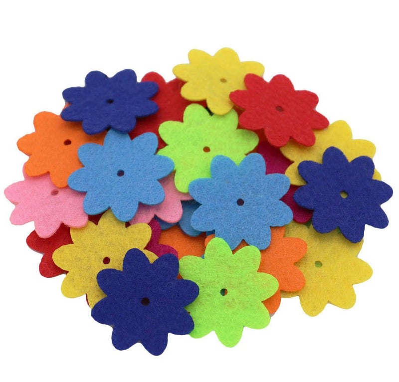 MAMUNU 4 Shapes 150 PCS Felt Flowers Fabric Flower Ornaments for Clothes, Bags, Shoes, Hats and Other Craft Decorations, Assorted Color - Image 2